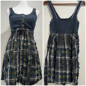 Free People Textured Grunge Flannel Babydoll Dress / Top